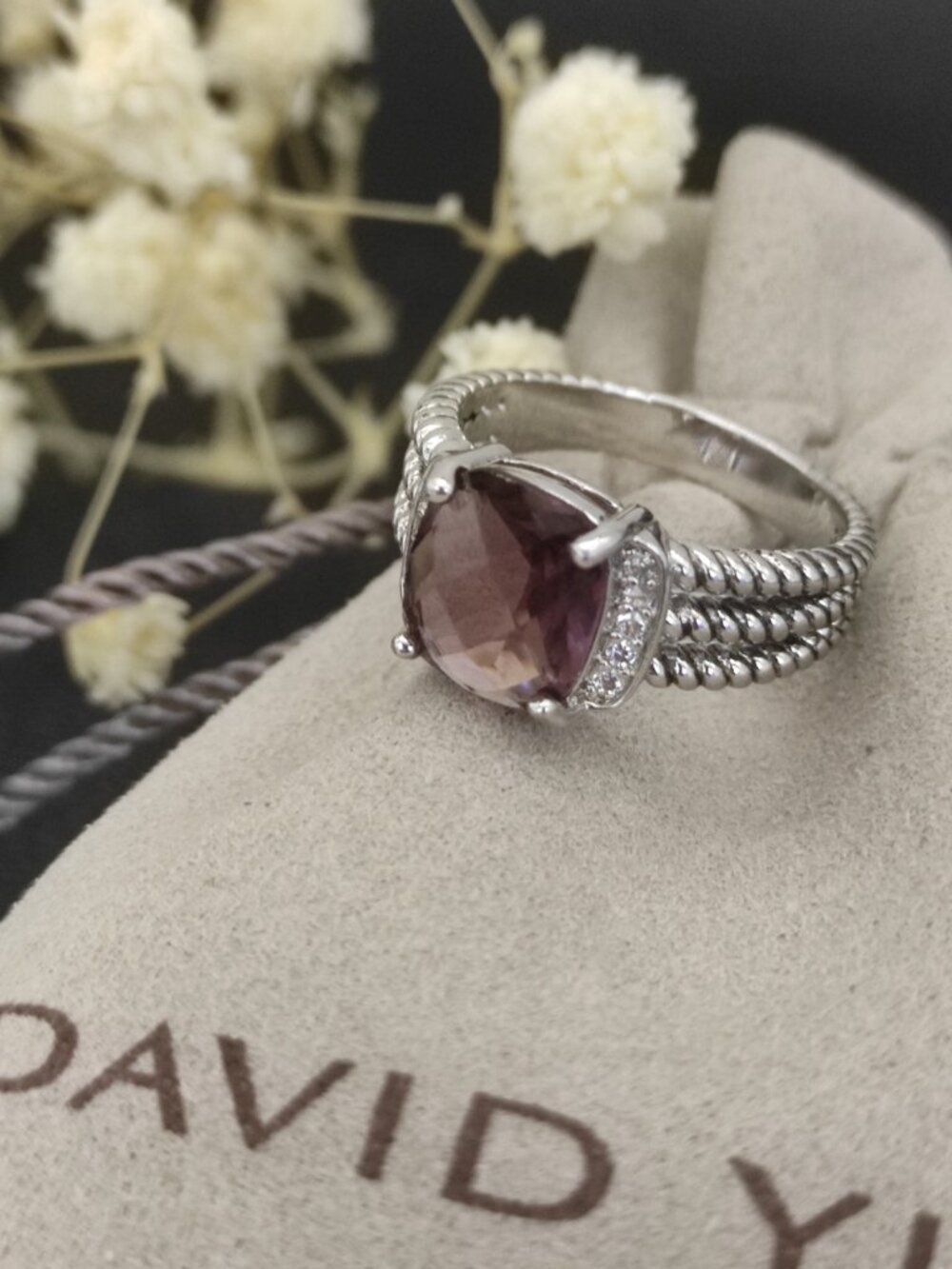 ⌚⌚⌚David Yurman Purple Diamond Ring, Size: 6-7-8-9 - Picture 5 of 5